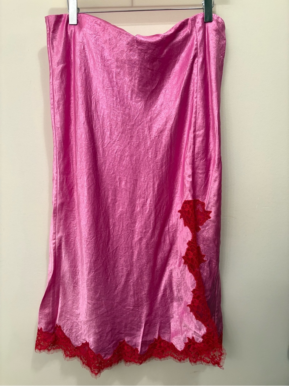 J. Crew Gwen Lace Trim Satin Midi Skirt Size Large